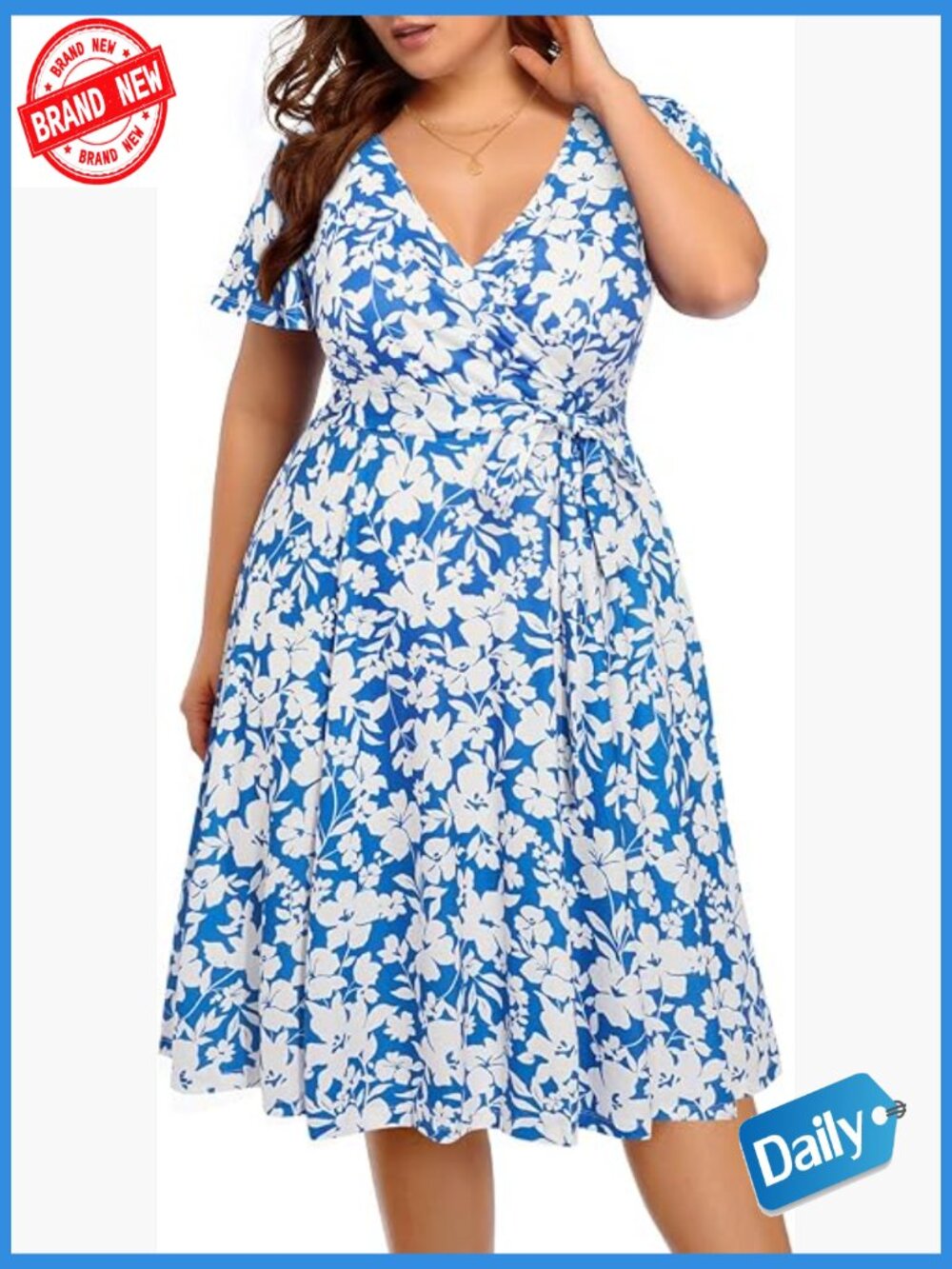 Plus Size Flutter Sleeve Wrap Midi Dress - Wedding Guest Cocktail